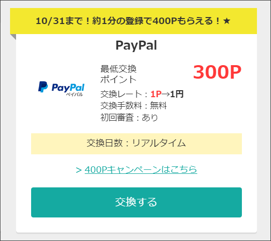 モッピーから直接PayPalへ換金する方法
