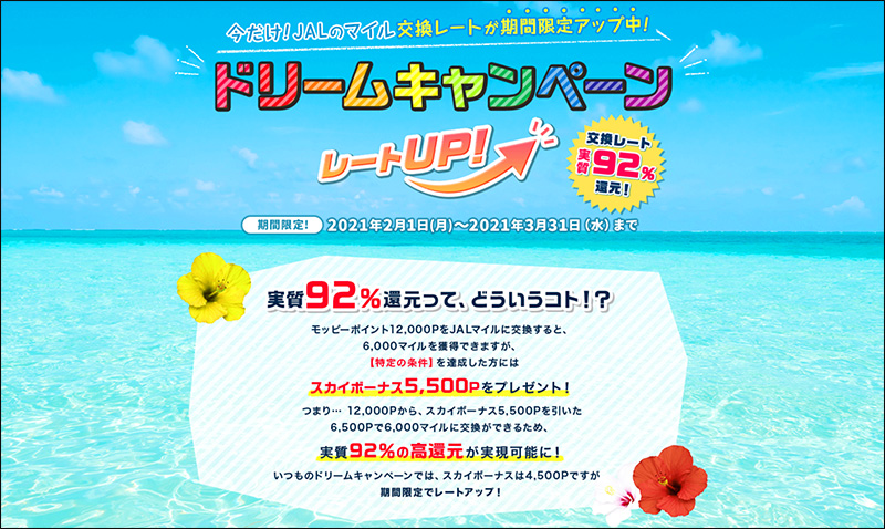 マイル交換率の高い交換レート