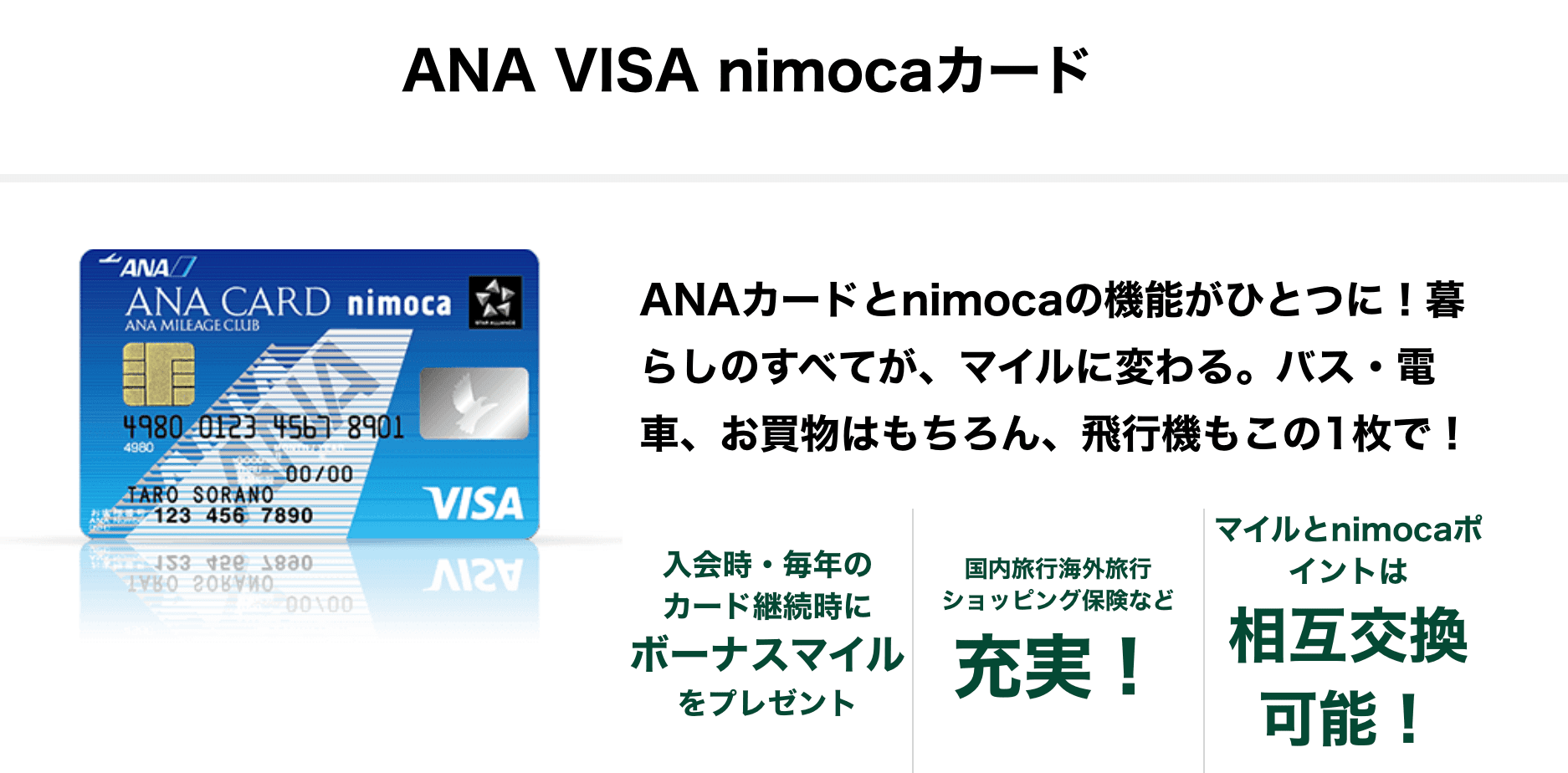 ANA VISA nimocaカード
